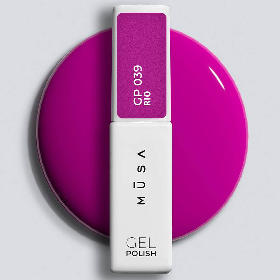 Gel semipermanente VIOLETA de la colección Rio, HEMA & DI-HEMA FREE, con color intenso y alta durabilidad.