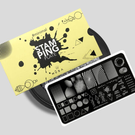 Placa Stamping Minimal de MŪSA NAILS SPAIN para nail art, ideal para diseños geométricos y minimalistas