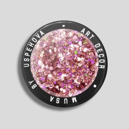 Decoración de uñas Kosmos Rosa con glitter y brillantina de MUSA, en tonos rosa holográficos para nail art glamuroso.