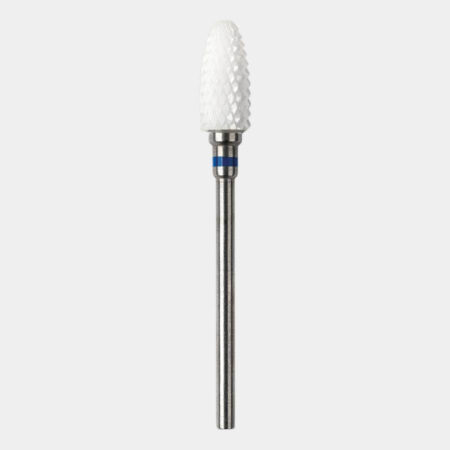 Fresa Cerámica con anillo azul para eliminación de gel y cuidado podológico profesional.