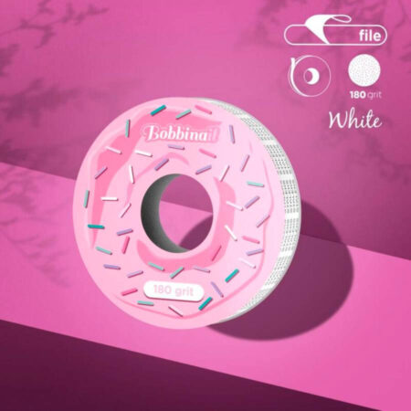 Recambio Lima Adhesiva Desechable Staleks Donut en rollo de 8 metros, disponible en rugosidades de 100, 180 y 240 grit, compatible con bases Staleks.