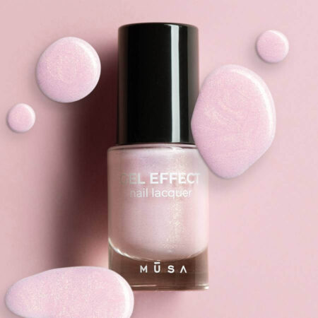 Esmalte Gel Effect 15 - Rosa Perla de Musa Nails en botella de 8 ml, mostrando su elegante color rosa perlado.