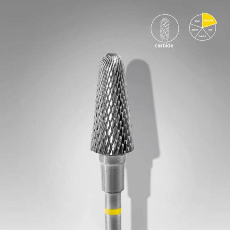Fresa de Carburo Cono Truncado Amarilla de 6 mm para manicura y pedicura profesional