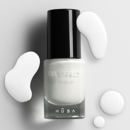 Esmalte Gel Effect 23 - Blanco, acabado brillante sin lámpara UV, duración de hasta 7 días.