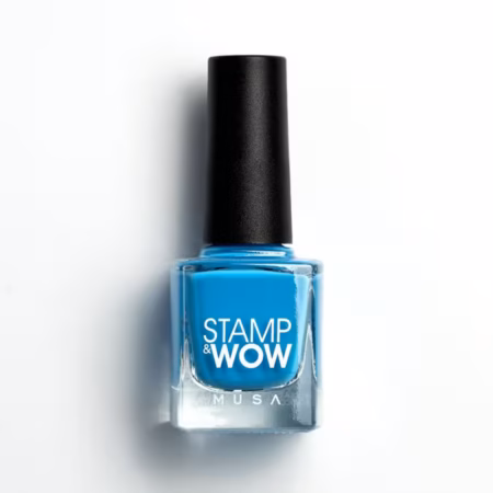 Esmalte Stamp&Wow azul de alta pigmentación para técnica de stamping, disponible en 32 colores