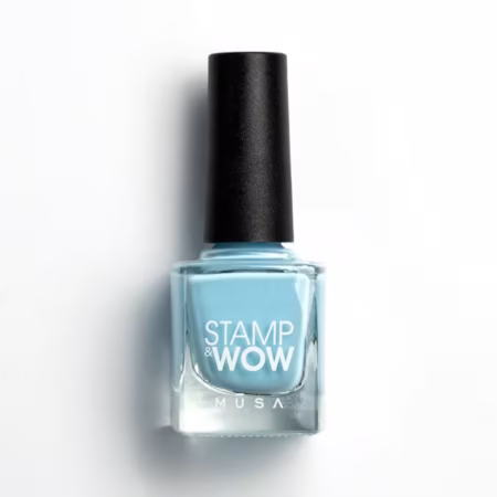 Esmalte Stamp&Wow azul claro de alta pigmentación para técnica de stamping, disponible en 32 colores