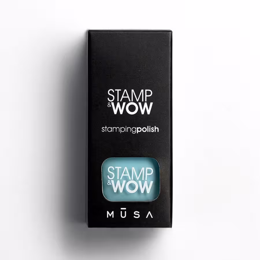 Esmalte Stamp&Wow azul claro de alta pigmentación para técnica de stamping, disponible en 32 colores