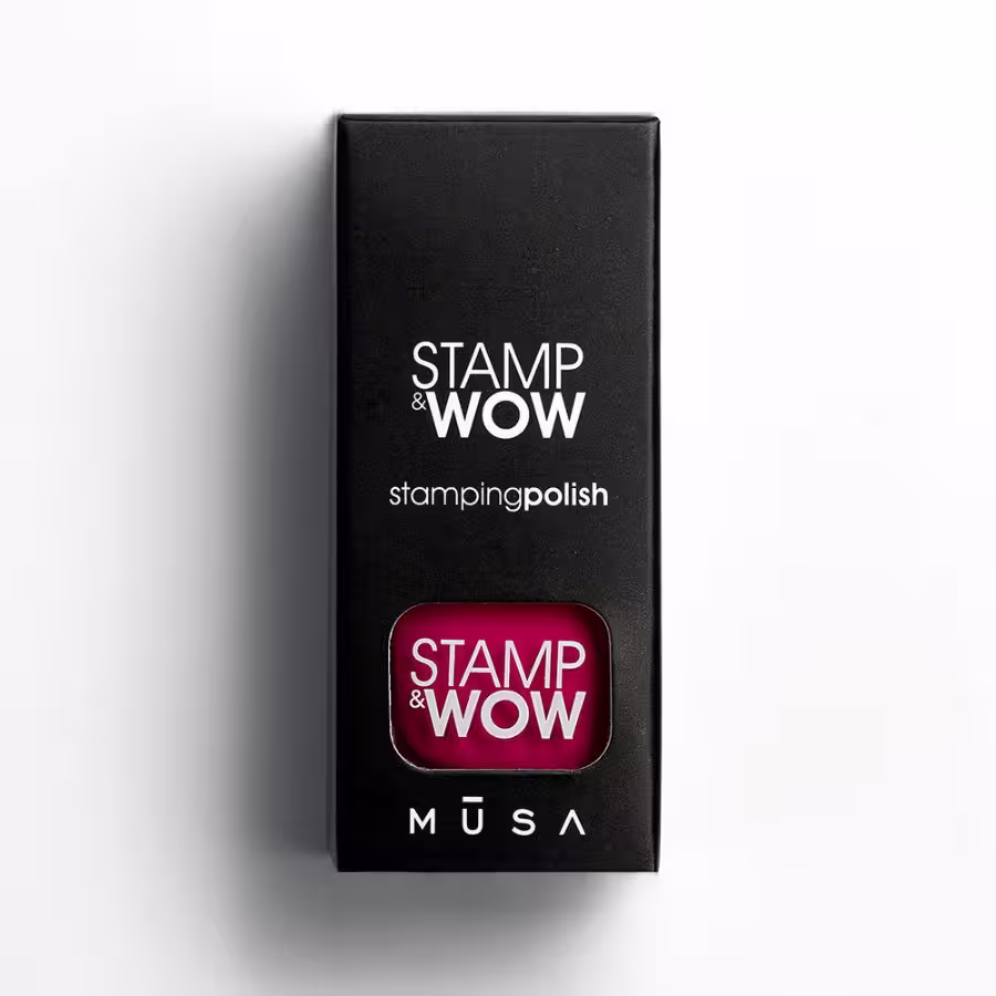 Esmalte Stamp&Wow fucsia de alta pigmentación para técnica de stamping, disponible en 32 colores
