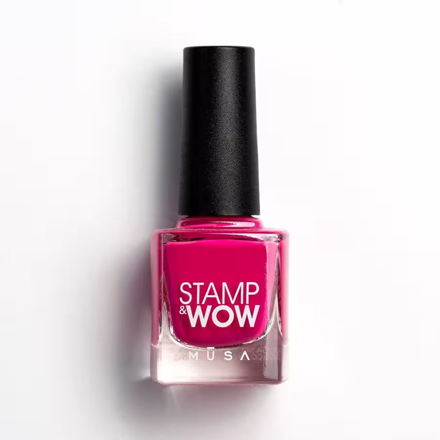 Esmalte Stamp&Wow fucsia de alta pigmentación para técnica de stamping, disponible en 32 colores