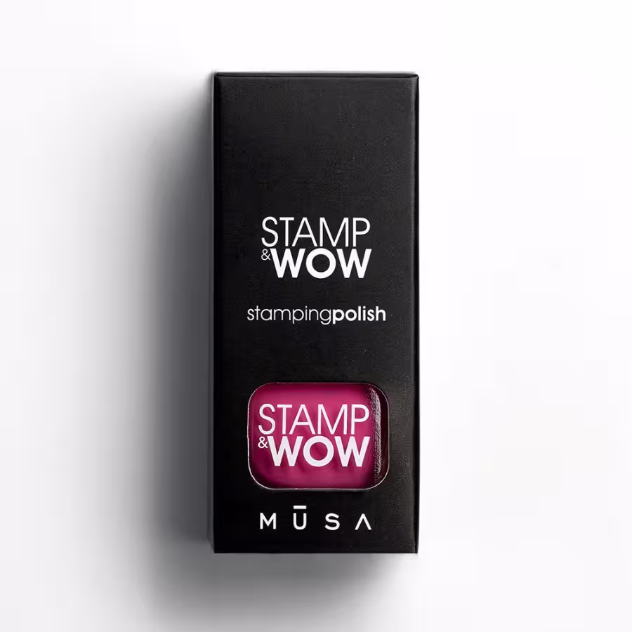 Esmalte Stamp&Wow rosa de alta pigmentación para técnica de stamping, disponible en 32 colores
