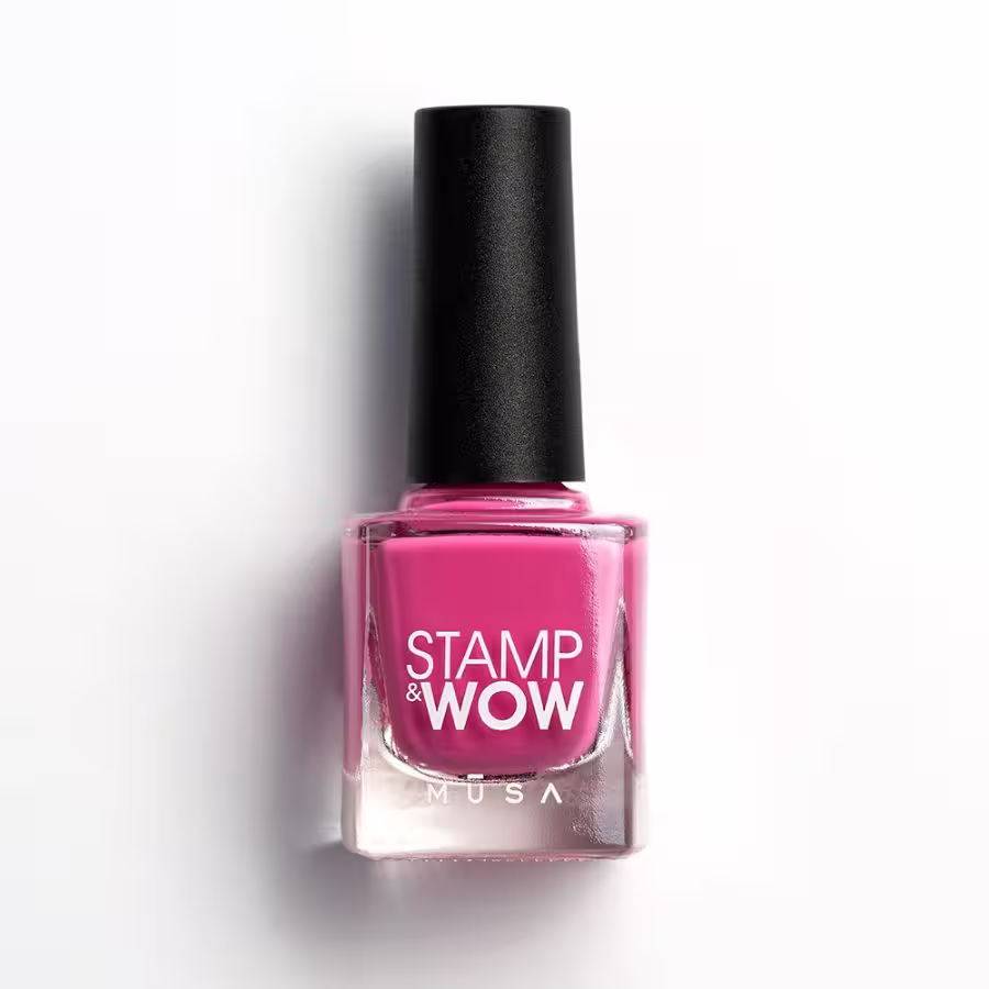 Esmalte Stamp&Wow rosa de alta pigmentación para técnica de stamping, disponible en 32 colores