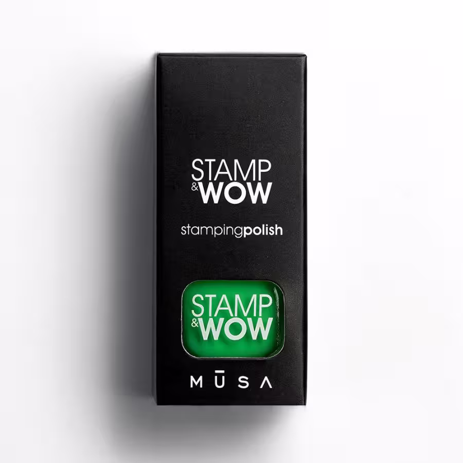 Esmalte Stamp&Wow verde de alta pigmentación para técnica de stamping, disponible en 32 colores