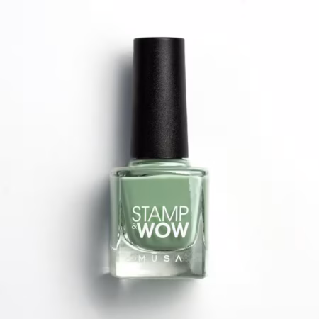 Esmalte Stamp&Wow verde humo de alta pigmentación para técnica de stamping, disponible en 32 colores