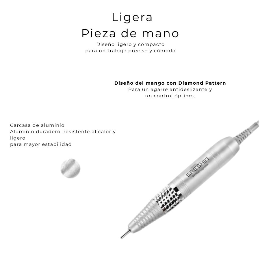Torno profesional Saeshin THUMB-D Digital con batería recargable de carga rápida y pantalla digital de velocidad.