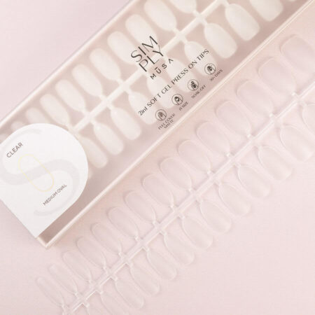 Tips Soft Gel Press On Clear Oval Media - 240pz para manicura duradera y natural