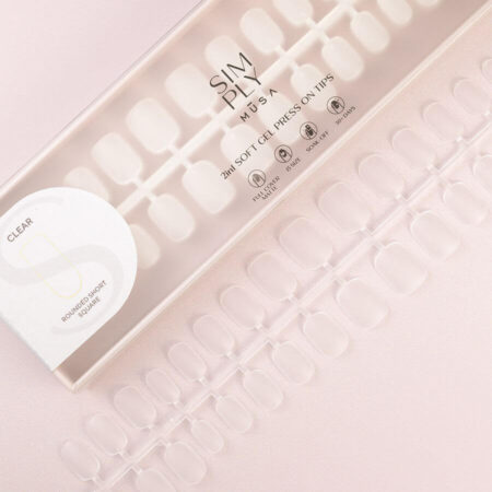 Tips Soft Gel Press On Clear Cuadrada Redondeada Corta - 240pz para manicura profesional