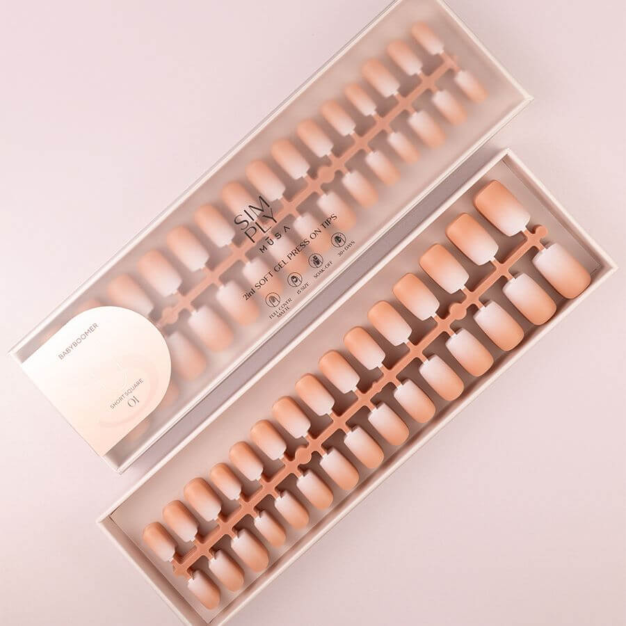 Tips Soft Gel Baby Boomer Cuadrada Corta 01 Nude - 240pz