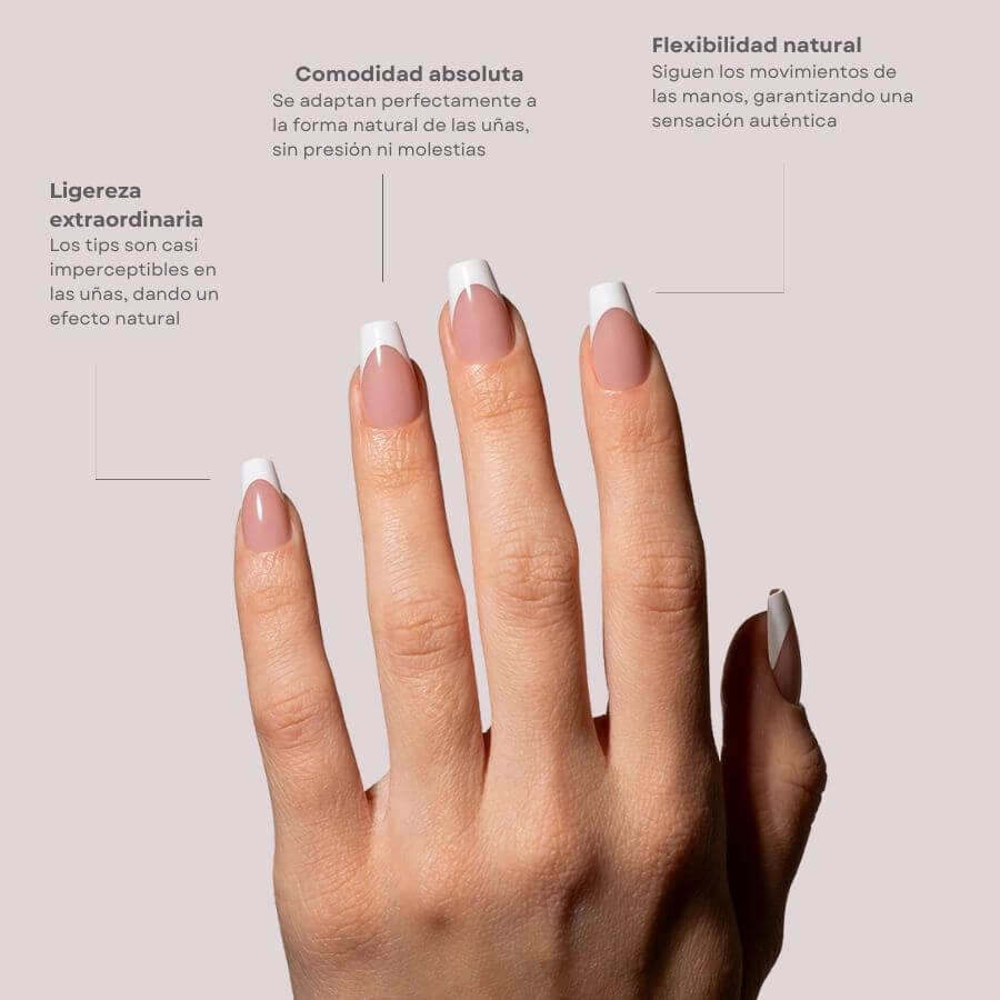 Tips Soft Gel Press On French Coffin Corta 01 Nude - 240 unidades
