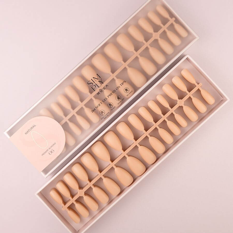 Tips Soft Gel Press On Natural Almendra Media 06 Nude - 240pz