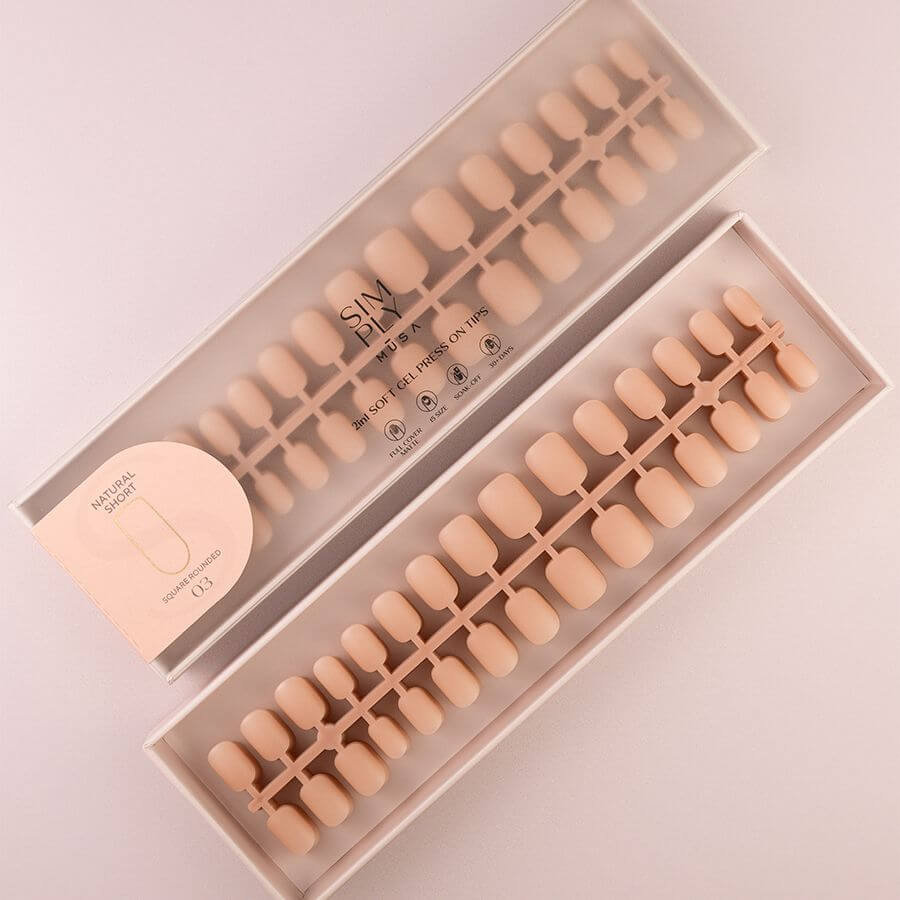 Tips Soft Gel Press On Natural Cuadrado Redondeado Corto 03 Pink Sand - 240pz