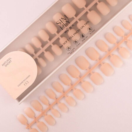 Tips Soft Gel Press On Natural Cuadrado Redondeado Corto 03 Pink Sand - 240pz