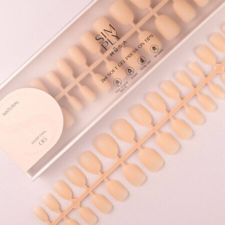 Tips Soft Gel Press On Natural Cuadrada Corta Nude