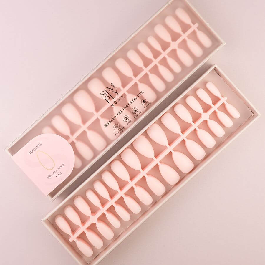 Tips Soft Gel Press On Natural Almendra Media 02 Blush - 240pz