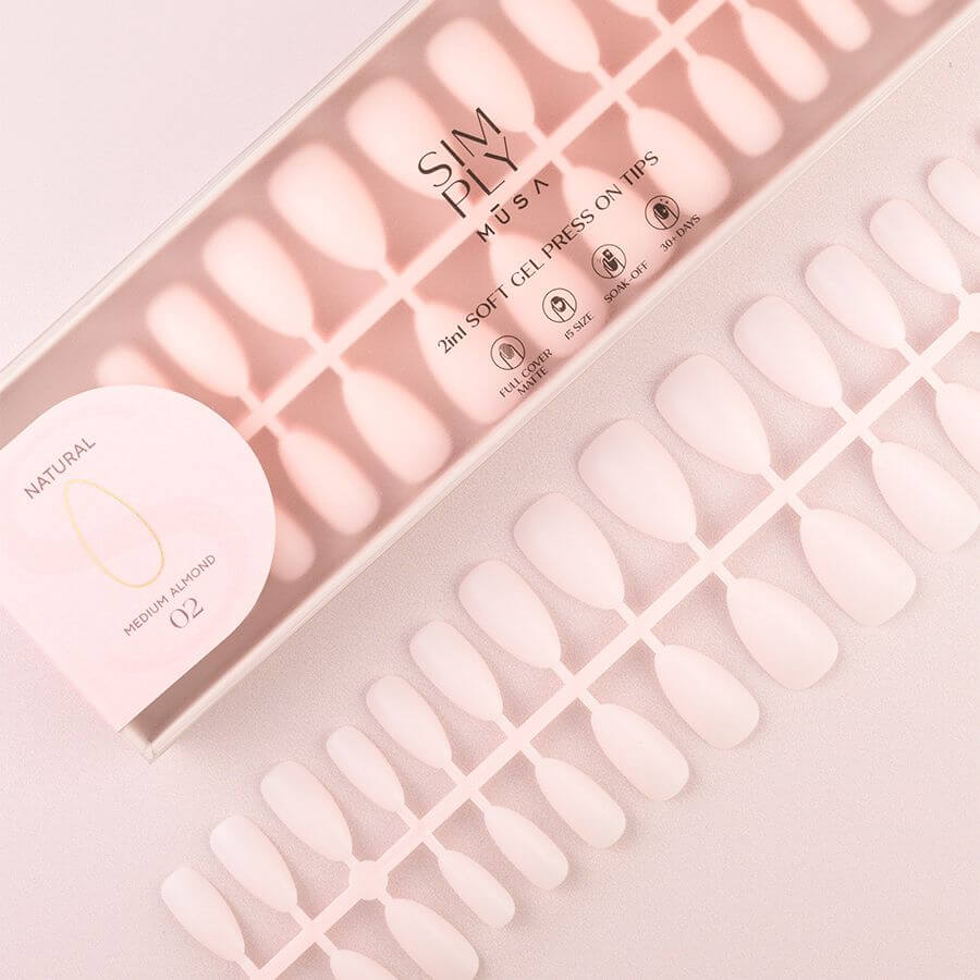 Tips Soft Gel Press On Natural Almendra Media 02 Blush - 240pz