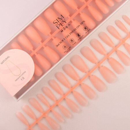 Tips Soft Gel Press On Natural Coffin Media 01 Coral Pink - 240pz