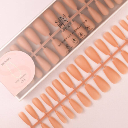Tips Soft Gel Press On Natural Coffin Media 04 Dark Nude - 240pz