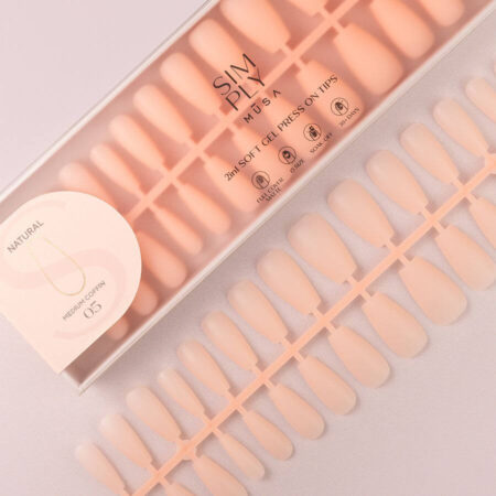 Tips Soft Gel Press On Natural Coffin Media 05 Peach Pink - 240pz