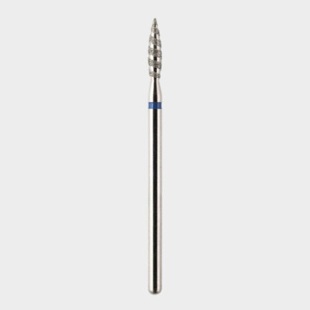 Punta Tornado de grano medio con anillo azul y diseño en espiral