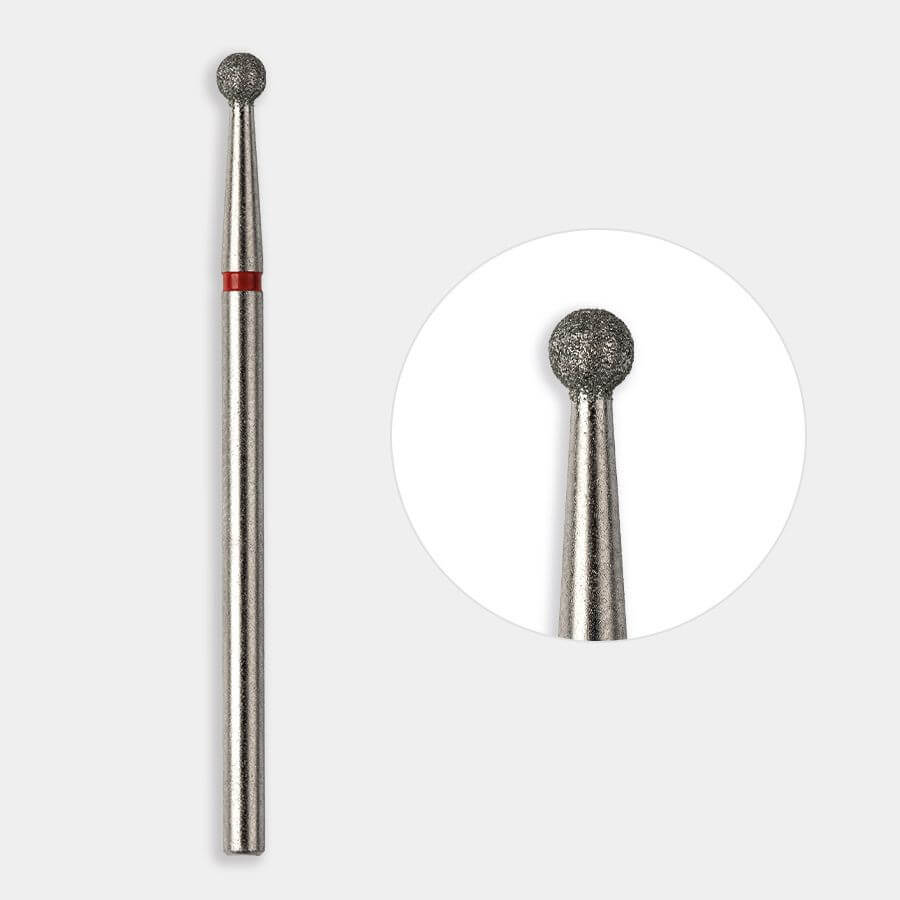 Fresa Esfera 40 de grano fino con anillo rojo para eliminar cutículas de manera profesional