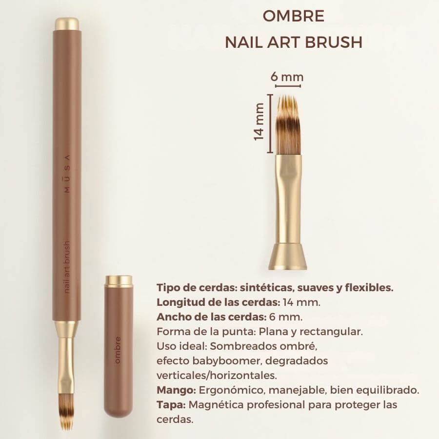 Pincel Nail Art Ombre – Pincel profesional para degradados y difuminados con tapón magnético