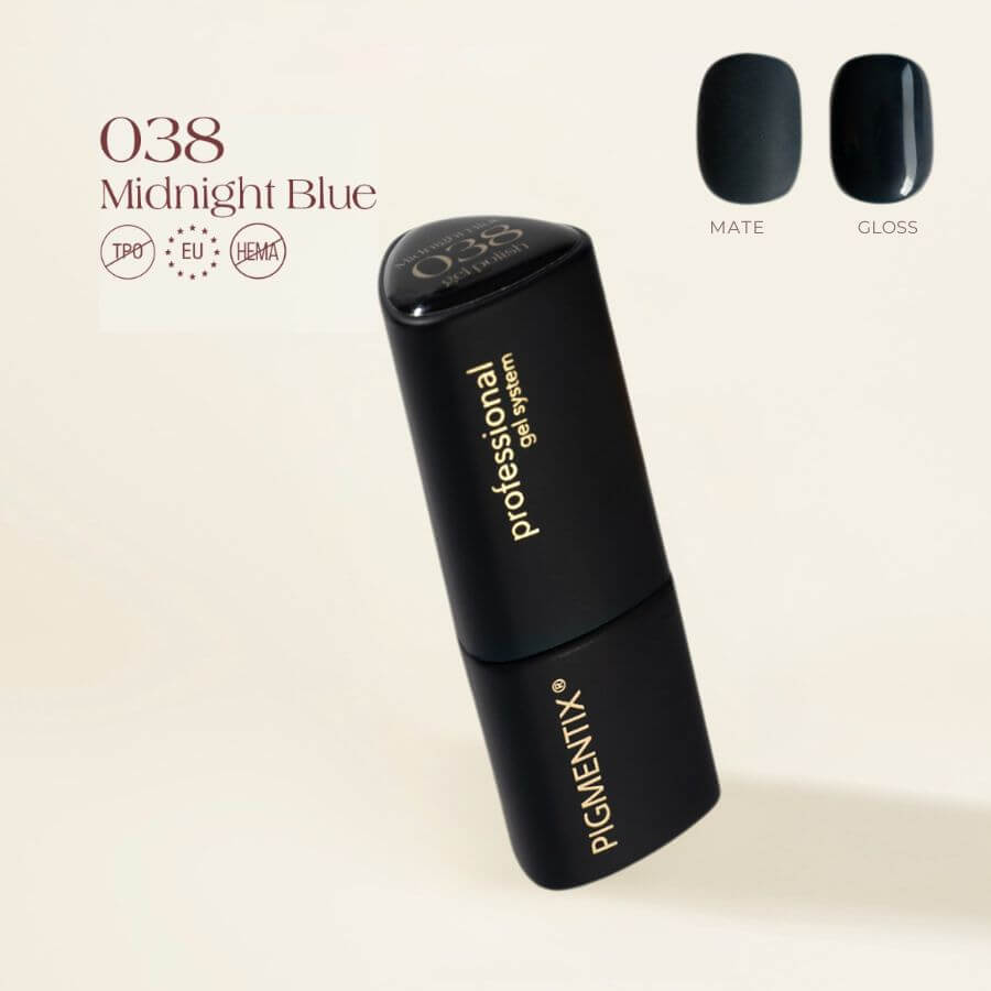 Pigmentix® Esmalte Semipermanente Midnight Blue 038 – Azul Medianoche Ultra Pigmentado