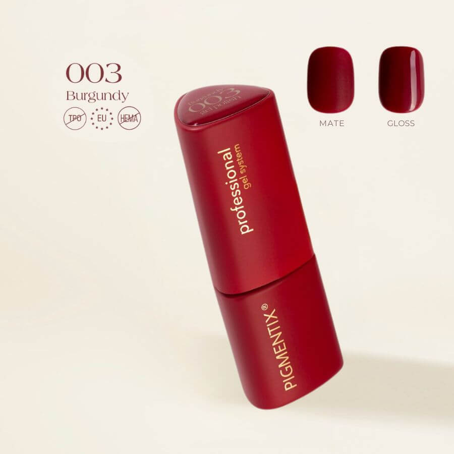 Pigmentix® Esmalte Semipermanente Burgundy 003 – Burdeos Elegante y Ultra Pigmentado