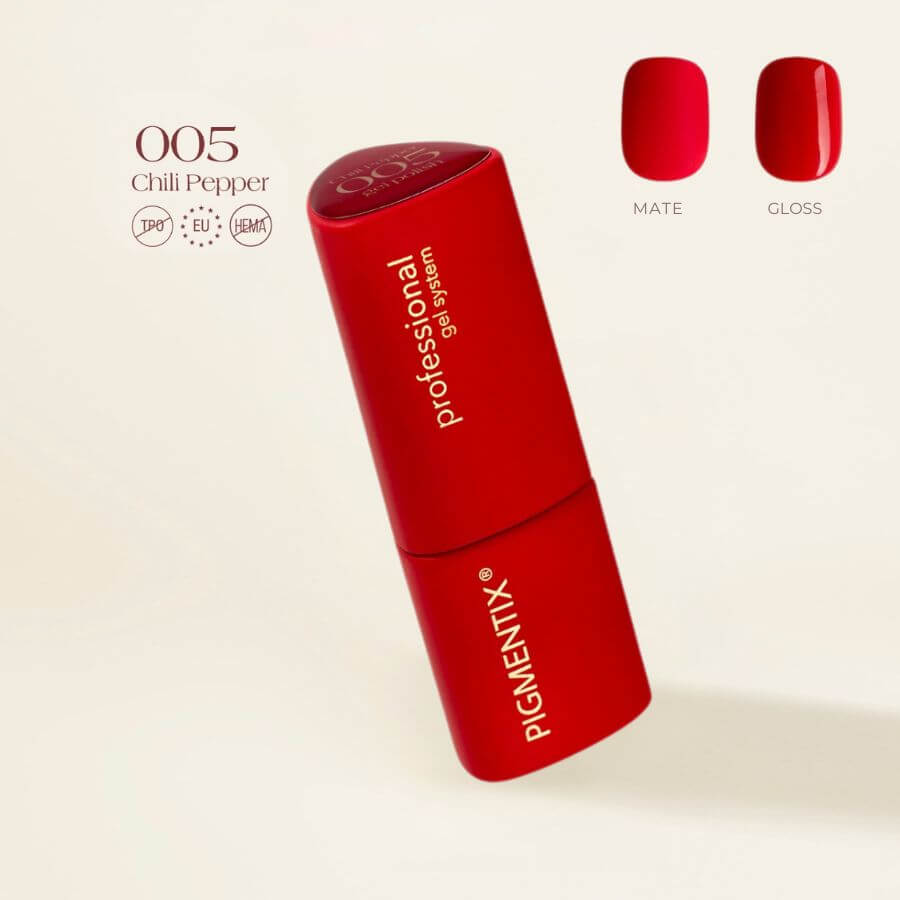 Pigmentix® Esmalte Semipermanente Chili Pepper 005 – Rojo Chile Intenso y Ultra Pigmentado