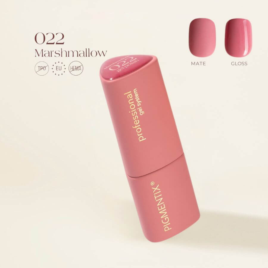 Pigmentix® Esmalte Semipermanente Marshmallow 022 – Rosa Malvavisco Suave y Ultra Pigmentado