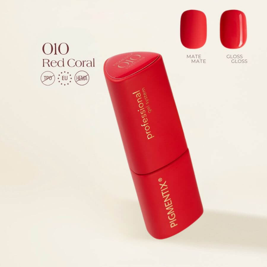 Pigmentix® Esmalte Semipermanente Red Coral 010 – Rojo Coral Ultra Pigmentado