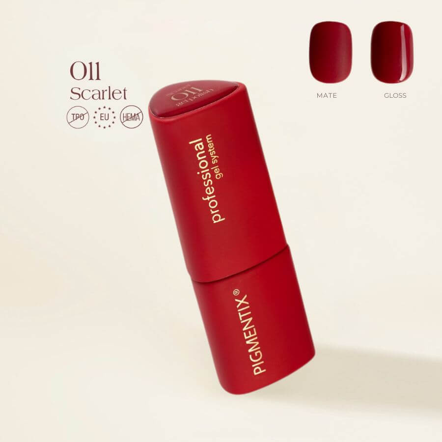 Pigmentix® Esmalte Semipermanente Scarlet 011 – Rojo Escarlata Ultra Pigmentado