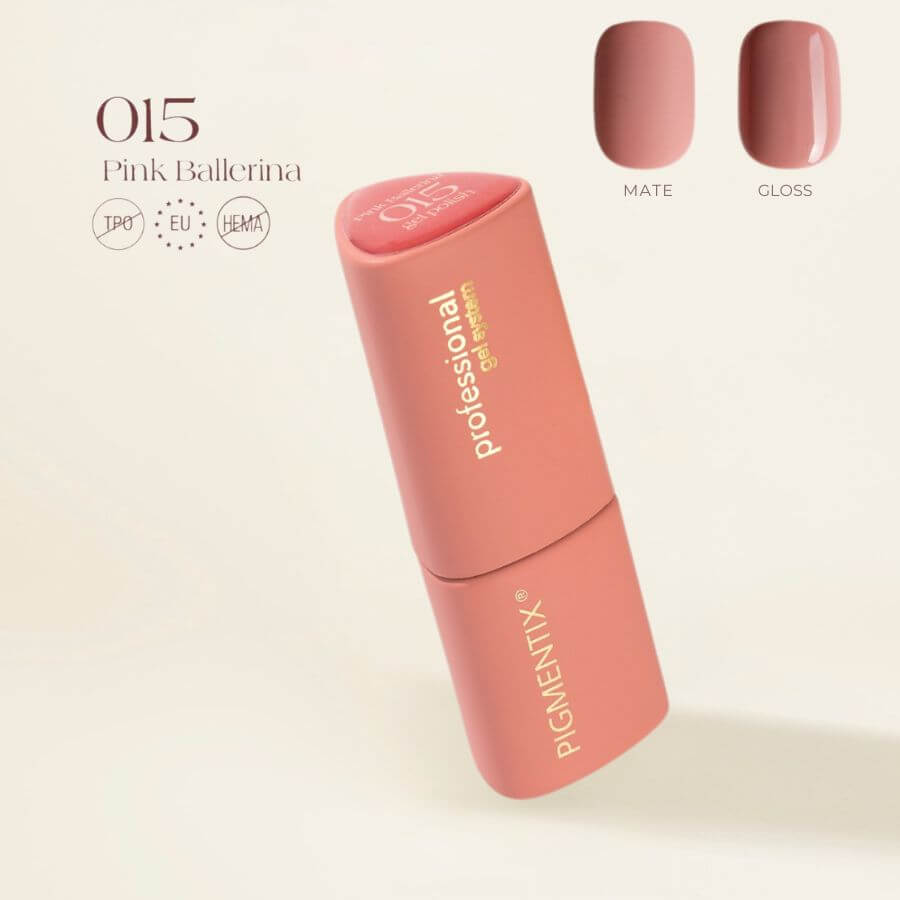 Pigmentix® Esmalte Semipermanente Pink Ballerina 015 – Rosa Bailarina Suave y Ultra Pigmentado