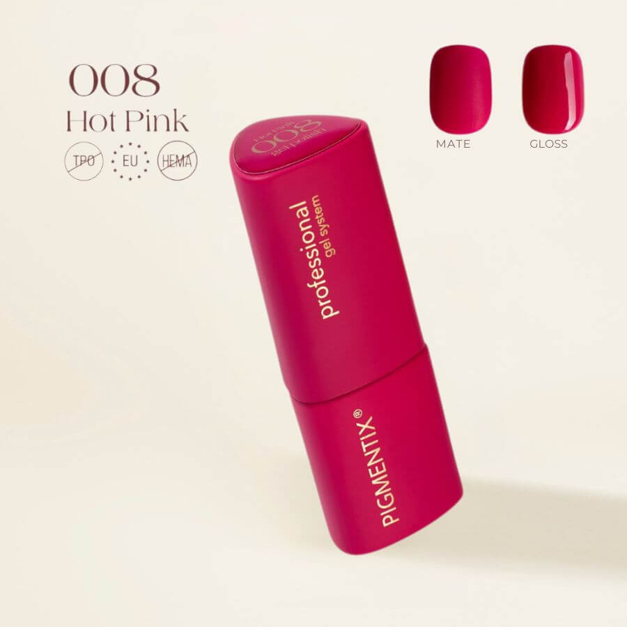 Pigmentix® Esmalte Semipermanente Hot Pink 008 – Rosa Fucsia Intenso Ultra Pigmentado
