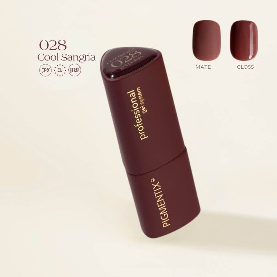 Pigmentix® Esmalte Semipermanente Cool Sangria 028 – Sangría Fresca Ultra Pigmentado