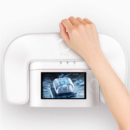 Apoya Manos ONail Ergonomic Arm Rest 1 Plus blanco con base metálica y cojín de ecopiel