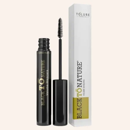 Máscara de pestañas BlackToNature Tolure Cosmetics con sérum de crecimiento y volumen vegano