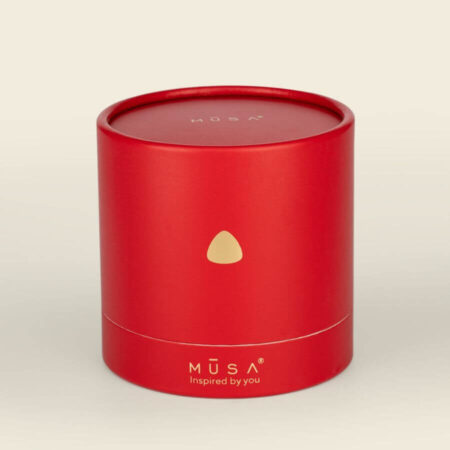 Cofre Rojo Pigmentix Musa para seis esmaltes de 8 ml en estuche redondo rojo.