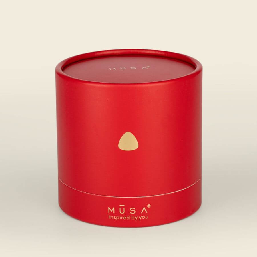 Cofre Rojo Pigmentix Musa para seis esmaltes de 8 ml en estuche redondo rojo.