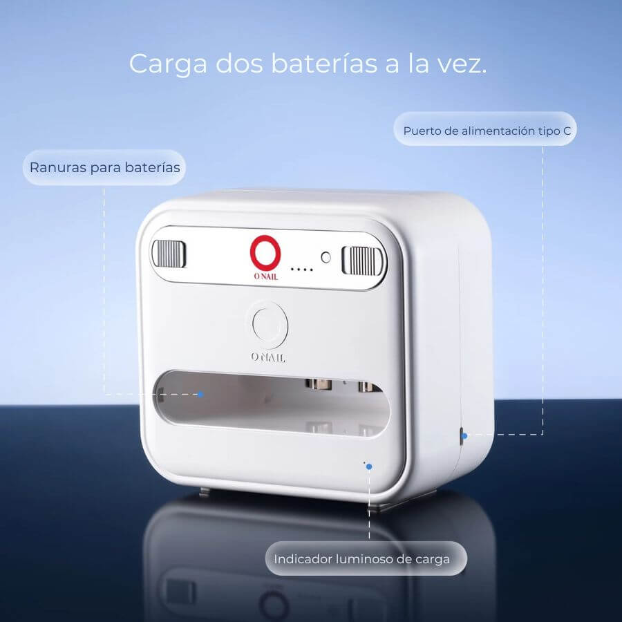 Base de carga O’Nail para 2 baterías de lámpara de uñas IA, carga rápida e inteligente, diseño portátil y fácil de usar para mantener la lámpara operativa.