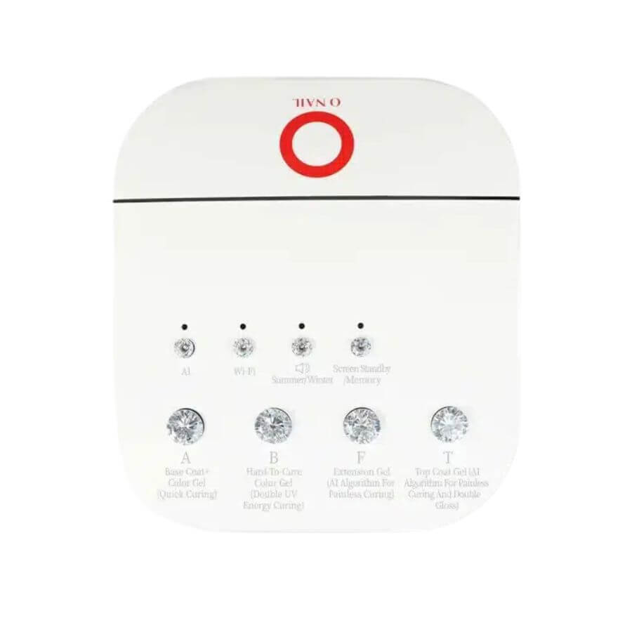 Control remoto profesional para lámpara de uñas con pantalla digital que muestra tiempo y estado, permitiendo manejar todas las funciones a distancia.