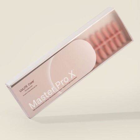 Acrylic Gel Tip Master Pro X® Cover Nude Coffin Corta para manicura profesional, tips de acrylic gel resistentes con acabado mate y forma coffin corta